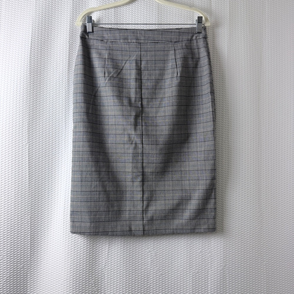 SOHO Apparel Ltd Skirt Womens Medium Gray Plaid Snap Button Midi Pencil Skirt - Picture 2 of 10